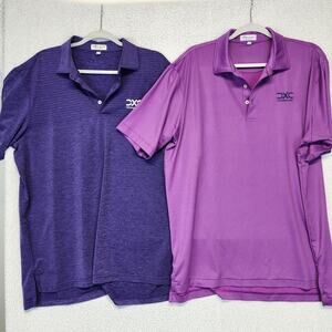 Peter Millar Summer Comfort Polo Shirts Size L Purple Performance Golf Lot of 2